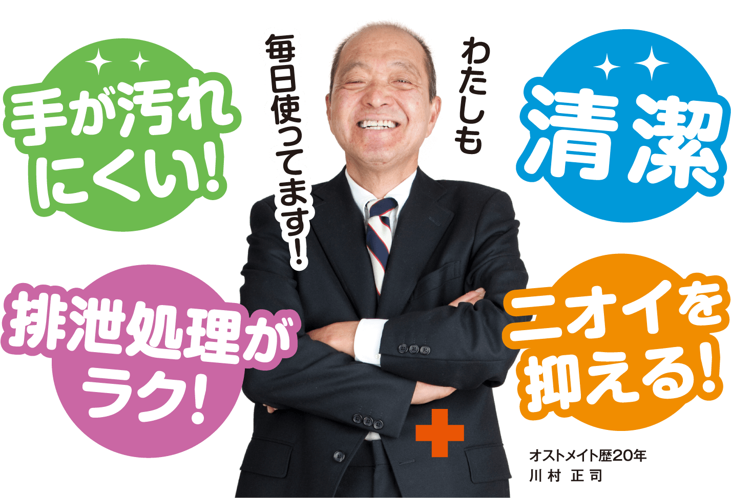 手が汚れにくい! 清潔 排泄処理がラク! ニオイを抑える!